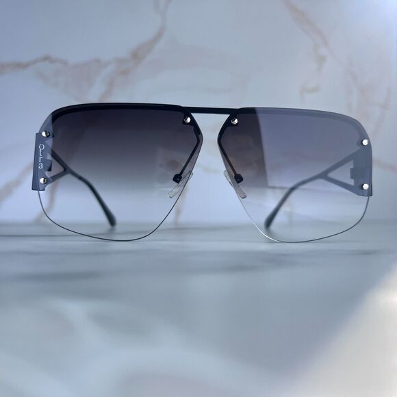 OTRA Mimi Aviator Sunglasses Black Metal Frame Purple Graduated Lens 100% UV - Picture 3 of 13